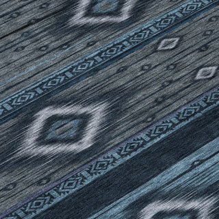 Piper Looms Chantille Tribal ACN1943 Teal Machine Washable Area Rug Swatch Image