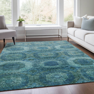 Piper Looms Chantille Panels ACN1944 Blue Machine Washable Area Rug Lifestyle Image Feature