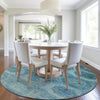 Piper Looms Chantille Panels ACN1944 Blue Machine Washable Area Rug Round Lifestyle Image Feature