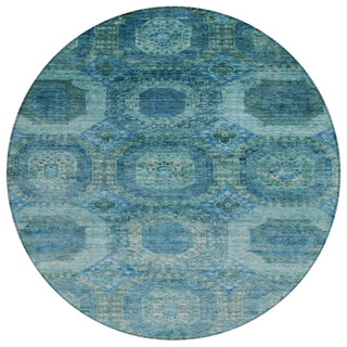 Piper Looms Chantille Panels ACN1944 Blue Machine Washable Area Rug Round Main Image