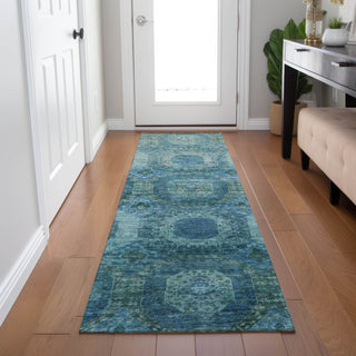 Piper Looms Chantille Panels ACN1944 Blue Machine Washable Area Rug Runner Lifestyle Image Feature