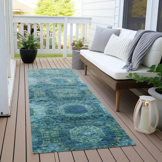 Piper Looms Chantille Panels ACN1944 Blue Machine Washable Area Rug Runner Outdoor Lifestyle Image Feature