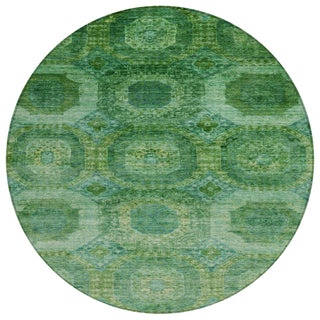 Piper Looms Chantille Panels ACN1944 Emerald Machine Washable Area Rug Round Main Image