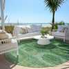 Piper Looms Chantille Panels ACN1944 Emerald Machine Washable Area Rug Round Outdoor Lifestyle Image Feature