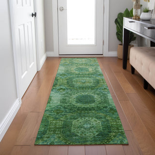 Piper Looms Chantille Panels ACN1944 Emerald Machine Washable Area Rug Runner Lifestyle Image Feature
