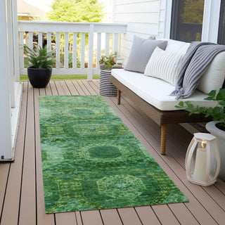 Piper Looms Chantille Panels ACN1944 Emerald Machine Washable Area Rug Runner Outdoor Lifestyle Image Feature