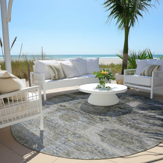Piper Looms Chantille Panels ACN1944 Mocha Machine Washable Area Rug Round Outdoor Lifestyle Image Feature