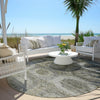 Piper Looms Chantille Panels ACN1944 Pewter Machine Washable Area Rug Round Outdoor Lifestyle Image Feature