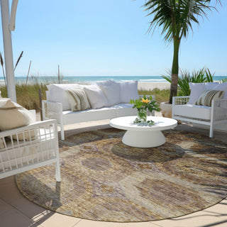 Piper Looms Chantille Panels ACN1944 Rust Machine Washable Area Rug Round Outdoor Lifestyle Image Feature