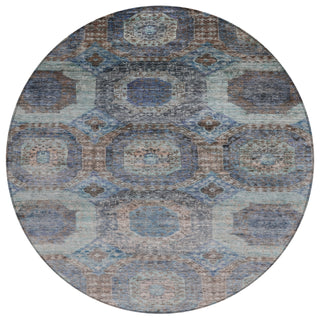 Piper Looms Chantille Panels ACN1944 Teal Machine Washable Area Rug Round Main Image