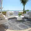 Piper Looms Chantille Panels ACN1944 Teal Machine Washable Area Rug Round Outdoor Lifestyle Image Feature