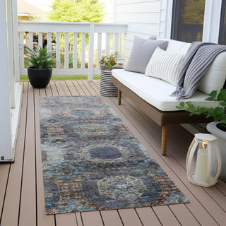 Piper Looms Chantille Panels ACN1944 Teal Machine Washable Area Rug Runner Outdoor Lifestyle Image Feature