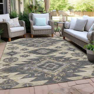 Piper Looms Chantille Tribal ACN1945 Beige Machine Washable Area Rug Outdoor Lifestyle Image Feature