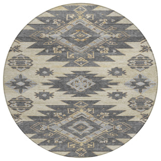 Piper Looms Chantille Tribal ACN1945 Beige Machine Washable Area Rug Round Main Image