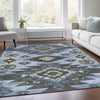 Piper Looms Chantille Tribal ACN1945 Blue Machine Washable Area Rug Lifestyle Image Feature
