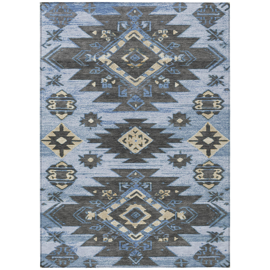 Piper Looms Chantille Tribal ACN1945 Blue Machine Washable Area Rug main image