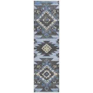 Piper Looms Chantille Tribal ACN1945 Blue Machine Washable Area Rug Runner Main Image