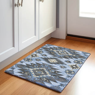 Piper Looms Chantille Tribal ACN1945 Blue Machine Washable Area Rug Scatter Lifestyle Image Feature
