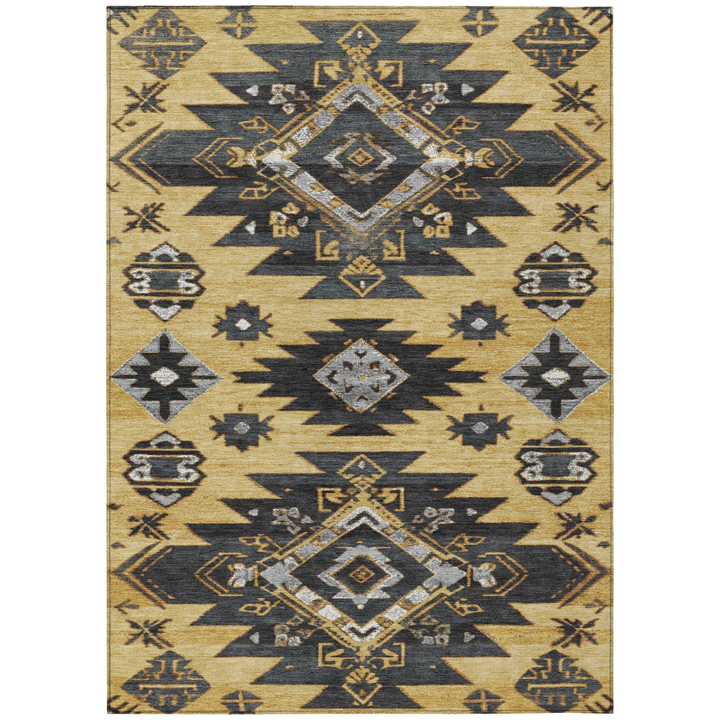 Piper Looms Chantille Tribal ACN1945 Gold Machine Washable Area Rug main image