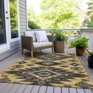 Piper Looms Chantille Tribal ACN1945 Gold Machine Washable Area Rug Outdoor Lifestyle Image Feature