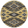 Piper Looms Chantille Tribal ACN1945 Gold Machine Washable Area Rug Round Main Image