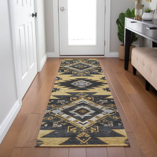 Piper Looms Chantille Tribal ACN1945 Gold Machine Washable Area Rug Runner Lifestyle Image Feature