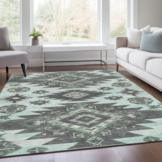 Piper Looms Chantille Tribal ACN1945 Mint Machine Washable Area Rug Lifestyle Image Feature