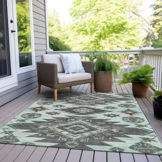Piper Looms Chantille Tribal ACN1945 Mint Machine Washable Area Rug Outdoor Lifestyle Image Feature