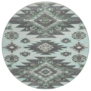 Piper Looms Chantille Tribal ACN1945 Mint Machine Washable Area Rug Round Main Image