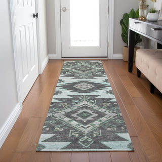 Piper Looms Chantille Tribal ACN1945 Mint Machine Washable Area Rug Runner Lifestyle Image Feature