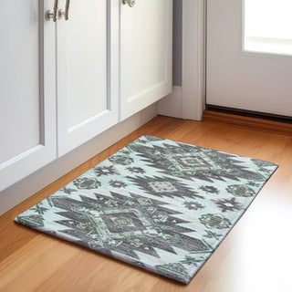 Piper Looms Chantille Tribal ACN1945 Mint Machine Washable Area Rug Scatter Lifestyle Image Feature