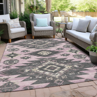 Piper Looms Chantille Tribal ACN1945 Pink Machine Washable Area Rug Outdoor Lifestyle Image Feature