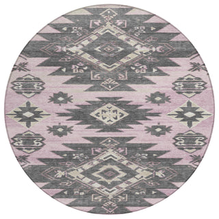 Piper Looms Chantille Tribal ACN1945 Pink Machine Washable Area Rug Round Main Image