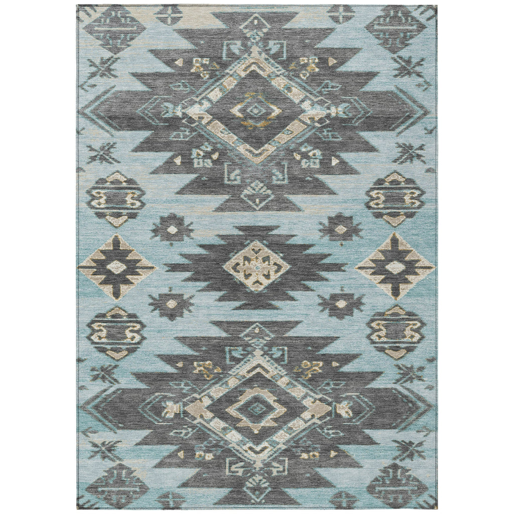 Piper Looms Chantille Tribal ACN1945 Teal Machine Washable Area Rug main image