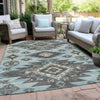 Piper Looms Chantille Tribal ACN1945 Teal Machine Washable Area Rug Outdoor Lifestyle Image Feature