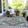 Piper Looms Chantille Tribal ACN1945 Teal Machine Washable Area Rug Outdoor Lifestyle Image Feature