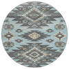 Piper Looms Chantille Tribal ACN1945 Teal Machine Washable Area Rug Round Main Image