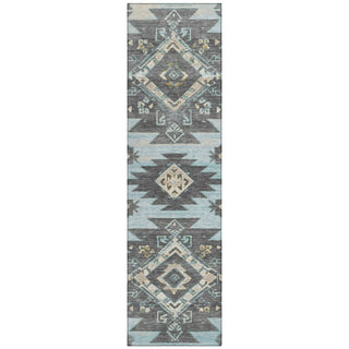 Piper Looms Chantille Tribal ACN1945 Teal Machine Washable Area Rug Runner Main Image