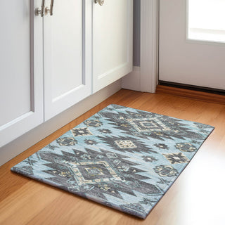 Piper Looms Chantille Tribal ACN1945 Teal Machine Washable Area Rug Scatter Lifestyle Image Feature