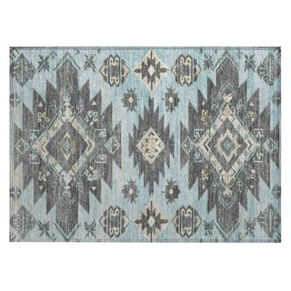 Piper Looms Chantille Tribal ACN1945 Teal Machine Washable Area Rug Scatter Main Image