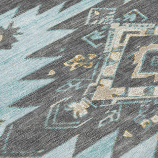 Piper Looms Chantille Tribal ACN1945 Teal Machine Washable Area Rug Swatch Image