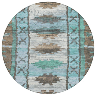 Piper Looms Chantille Tribal ACN1946 Brown Machine Washable Area Rug Round Main Image