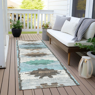 Piper Looms Chantille Tribal ACN1946 Brown Machine Washable Area Rug Runner Outdoor Lifestyle Image Feature