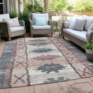 Piper Looms Chantille Tribal ACN1946 Denim Machine Washable Area Rug Outdoor Lifestyle Image Feature