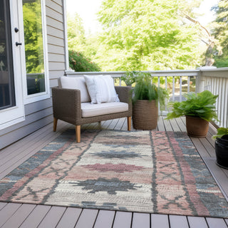 Piper Looms Chantille Tribal ACN1946 Denim Machine Washable Area Rug Outdoor Lifestyle Image Feature