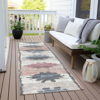 Piper Looms Chantille Tribal ACN1946 Denim Machine Washable Area Rug Runner Outdoor Lifestyle Image Feature