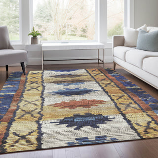 Piper Looms Chantille Tribal ACN1946 Gold Machine Washable Area Rug Lifestyle Image Feature