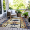 Piper Looms Chantille Tribal ACN1946 Gold Machine Washable Area Rug Outdoor Lifestyle Image Feature