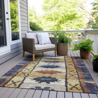 Piper Looms Chantille Tribal ACN1946 Gold Machine Washable Area Rug Outdoor Lifestyle Image Feature