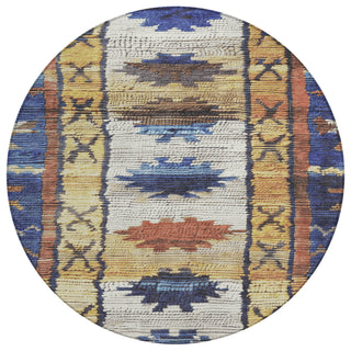 Piper Looms Chantille Tribal ACN1946 Gold Machine Washable Area Rug Round Main Image